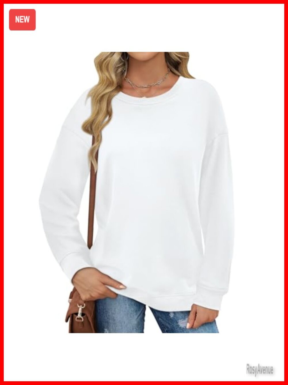 Cotton Long Sleeve Crewneck Sweatshirt Oversized Pullover Top